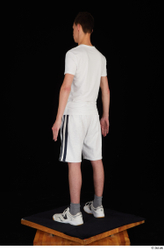 Whole Body Man White Sports Shirt Shorts Slim Standing Studio photo references